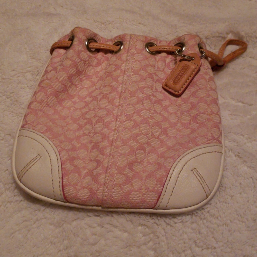 Coach Pink Mini Drawstring Wristlet
